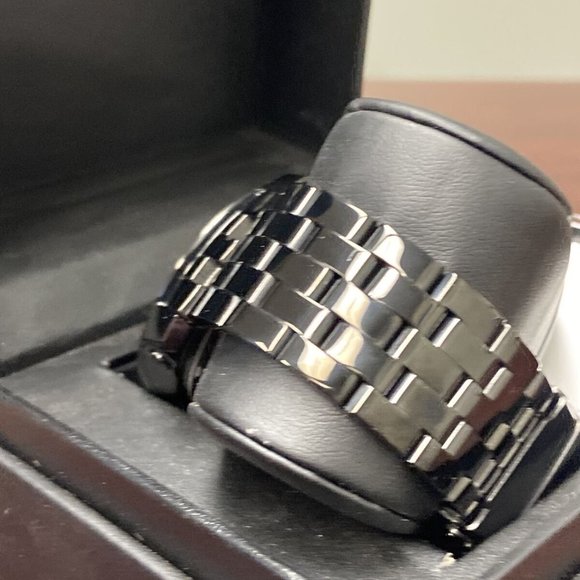 JBW WARREN J6331C Watch Black Ion Plated Diamond Quartz Movement Chronograph - Picture 6 of 8